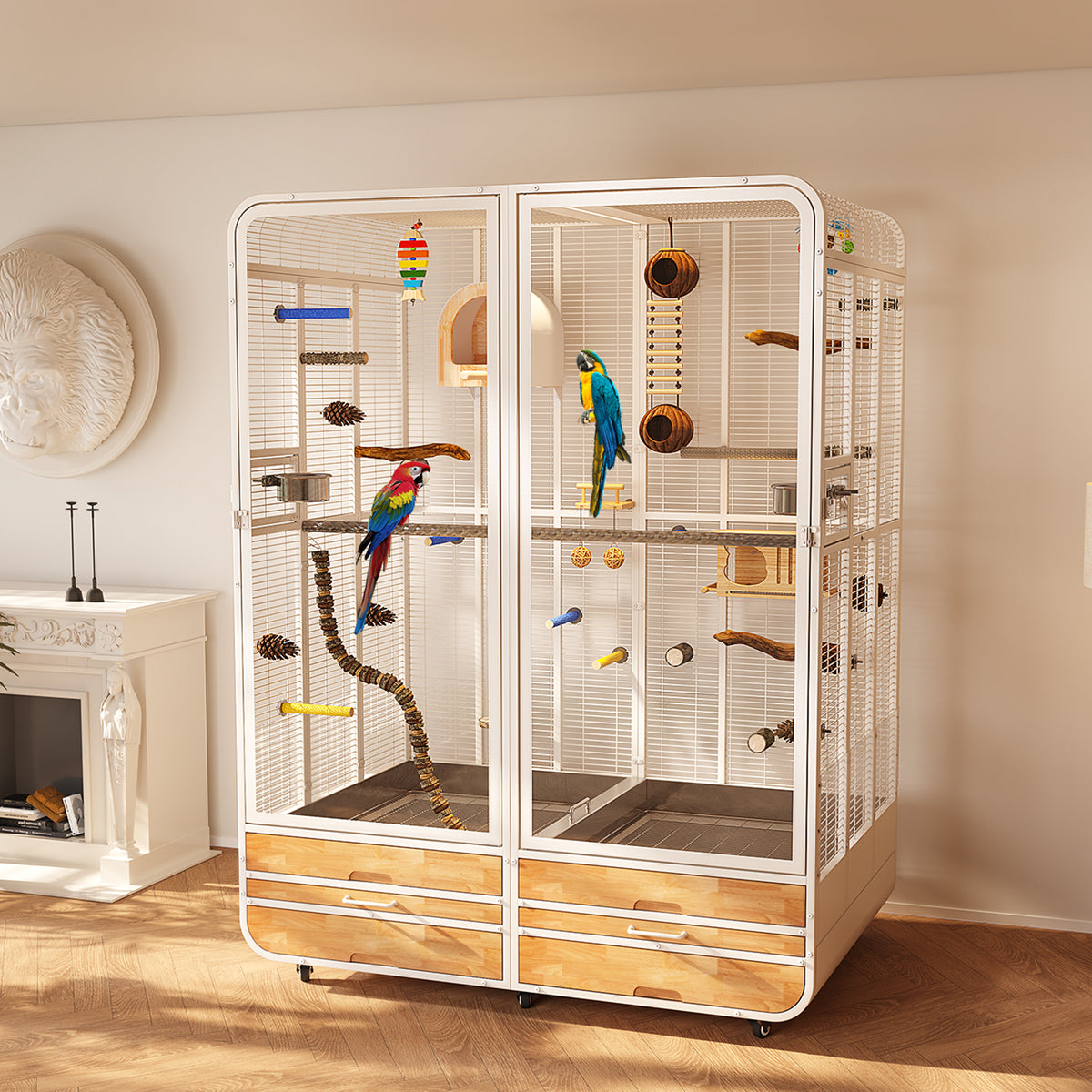 Extra Large Parrot Cage – 2m Tall Luxury Bird Aviary for Cockatiels, Lovebirds & Multiple Pet Birds
