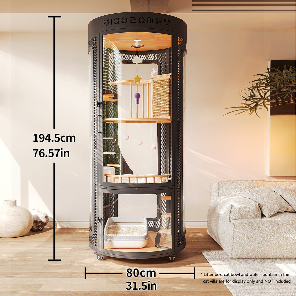 Extra Large Cat Cage Indoor, Cat Enclosure with Smart Air System, Panoramic Cat Villa, Large Cat House