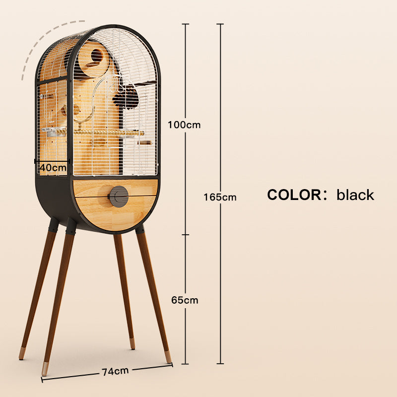 Free shipping | Luxury Parrot Cage Villa, Stainless Steel & Solid Wood Time Capsule House for Cockatiel-Free Shipping