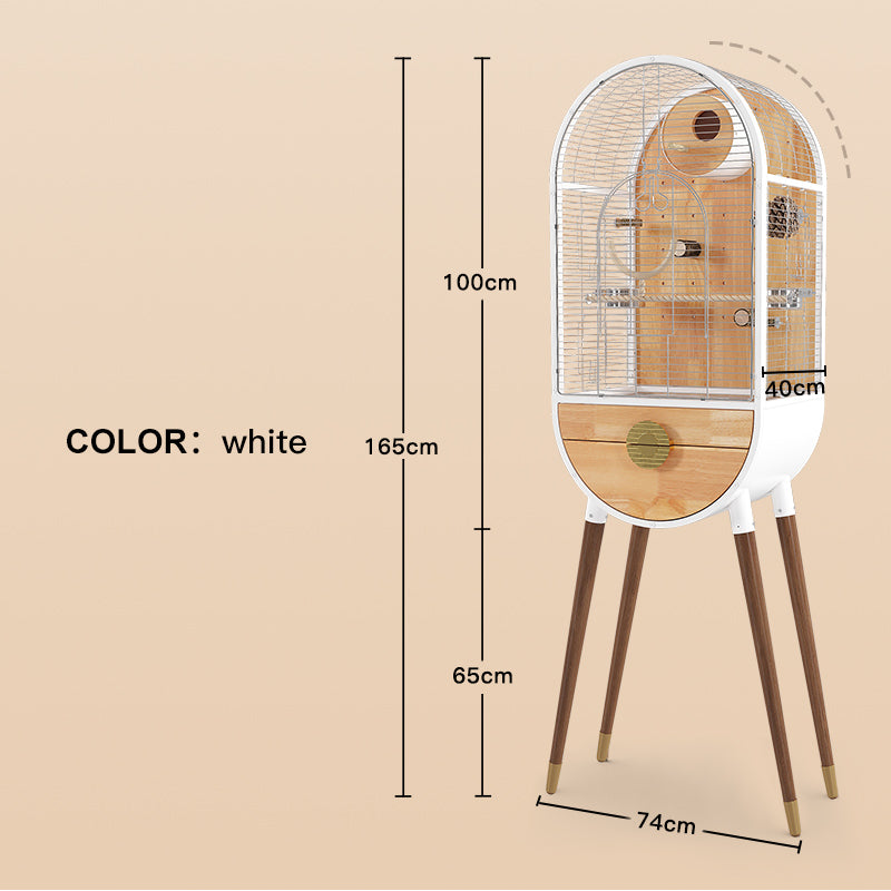 Free shipping | Luxury Parrot Cage Villa, Stainless Steel & Solid Wood Time Capsule House for Cockatiel-Free Shipping