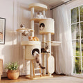 OFA05 Large Cat Tree for Indoor Cats, Multi-Level Wooden Cat Tower with Scratching Posts, Cat Condo & Cozy Cat House for Multiple Cats