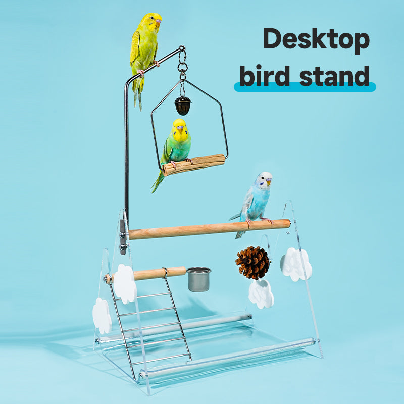 MiaoZan Dopamine Bird Standing Platform-Desktop Potty Training Perch with Acrylic Base for Small Birds