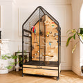 Free shipping | Large Panoramic Bird Cage Wrought Iron | Luxury Parrot Aviary Villa for African Grey, Cockatiel, Monk Parakeet