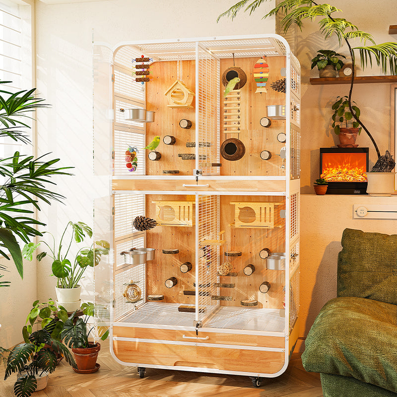 Free shipping | Large Parrot Cage Multi-Tier Breeding Aviary | Luxury Bird Villa for Cockatiel, Monk Parakeet, Sun Conure