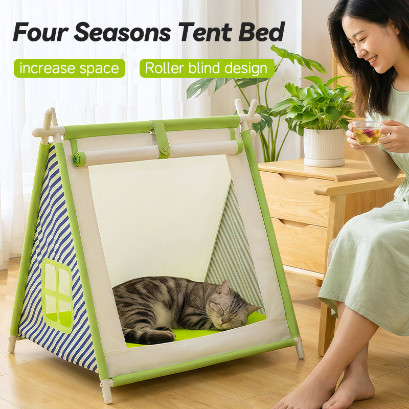MiaoZan Foldable Pet Tent House for Cats & Dogs, Portable Washable All-Seasons Semi-Enclosed Space-Saving