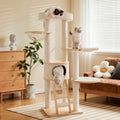 OFW02 Modern Multi-Level Cat Tree with Cozy Cat House, Hammock & Scratching Posts