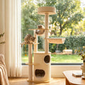 OFA04 Large Cat Tree for Indoor Cats, Multi-Level Wooden Cat Tower with Scratching Posts, Cat Condo & Cozy Cat House for Multiple Cats