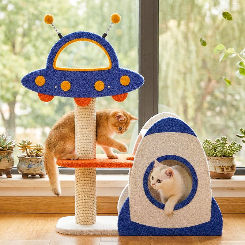 【Hot】Solid Wood Cat Tree with Cozy Perch & Sisal Posts,Multi-Level Climbing Stand for Indoor Cats