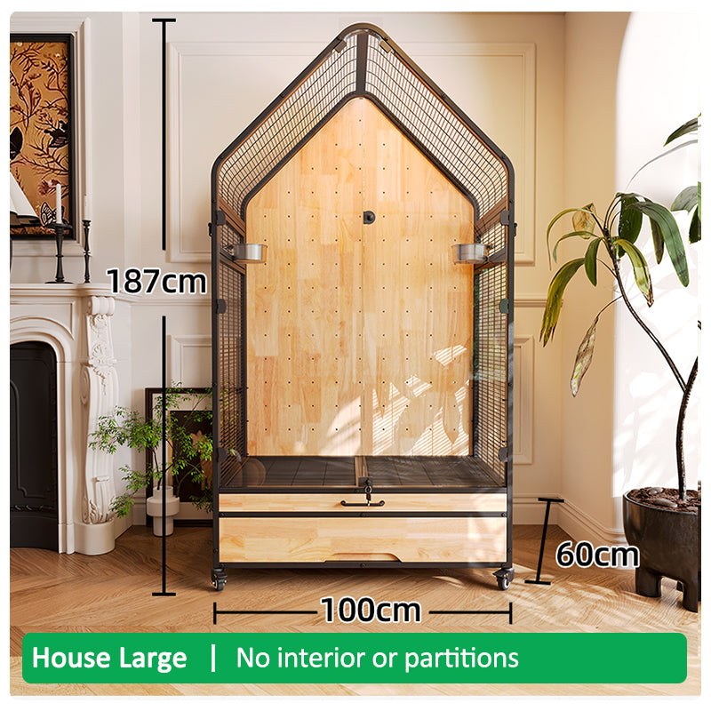 Large Luxury Bird Cage for Parrots – Spacious Metal Aviary with Panoramic View for Cockatiels, Quaker Parrots & African Greys
