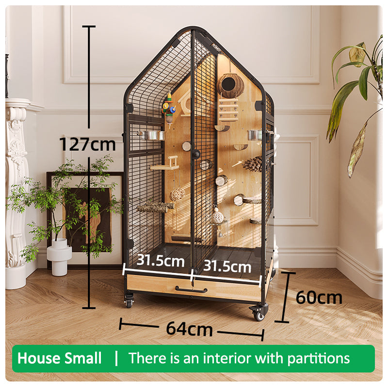 Large Luxury Bird Cage for Parrots – Spacious Metal Aviary with Panoramic View for Cockatiels, Quaker Parrots & African Greys