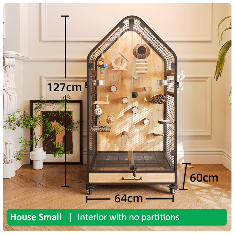 Large Luxury Bird Cage for Parrots – Spacious Metal Aviary with Panoramic View for Cockatiels, Quaker Parrots & African Greys