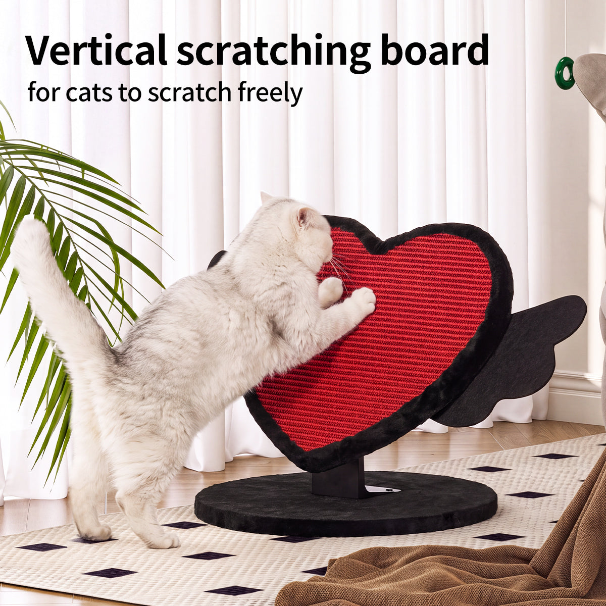 Heart-Shaped Sisal Cat Scratcher – Durable, Low-Shedding Cat Scratching Board with Cozy Plush for Indoor Cats