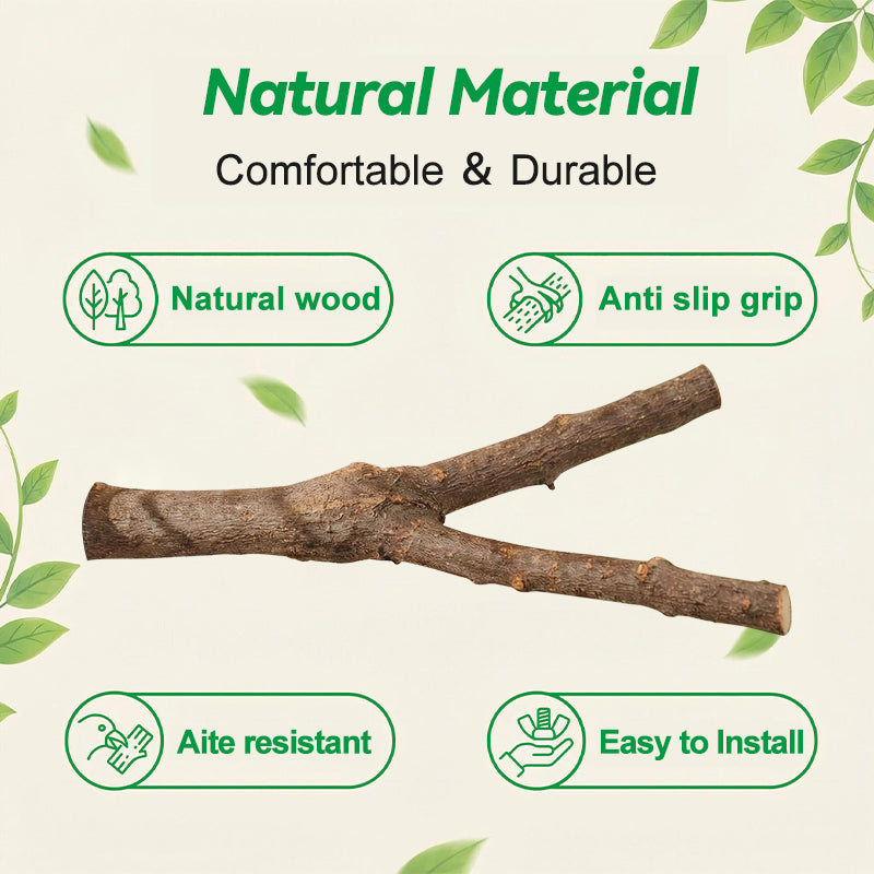 Natural Apple Wood Bird Perch for Parrots, Budgies & Cockatiels – Wooden Bird Cage Stand with Secure Double-Sided Mounting
