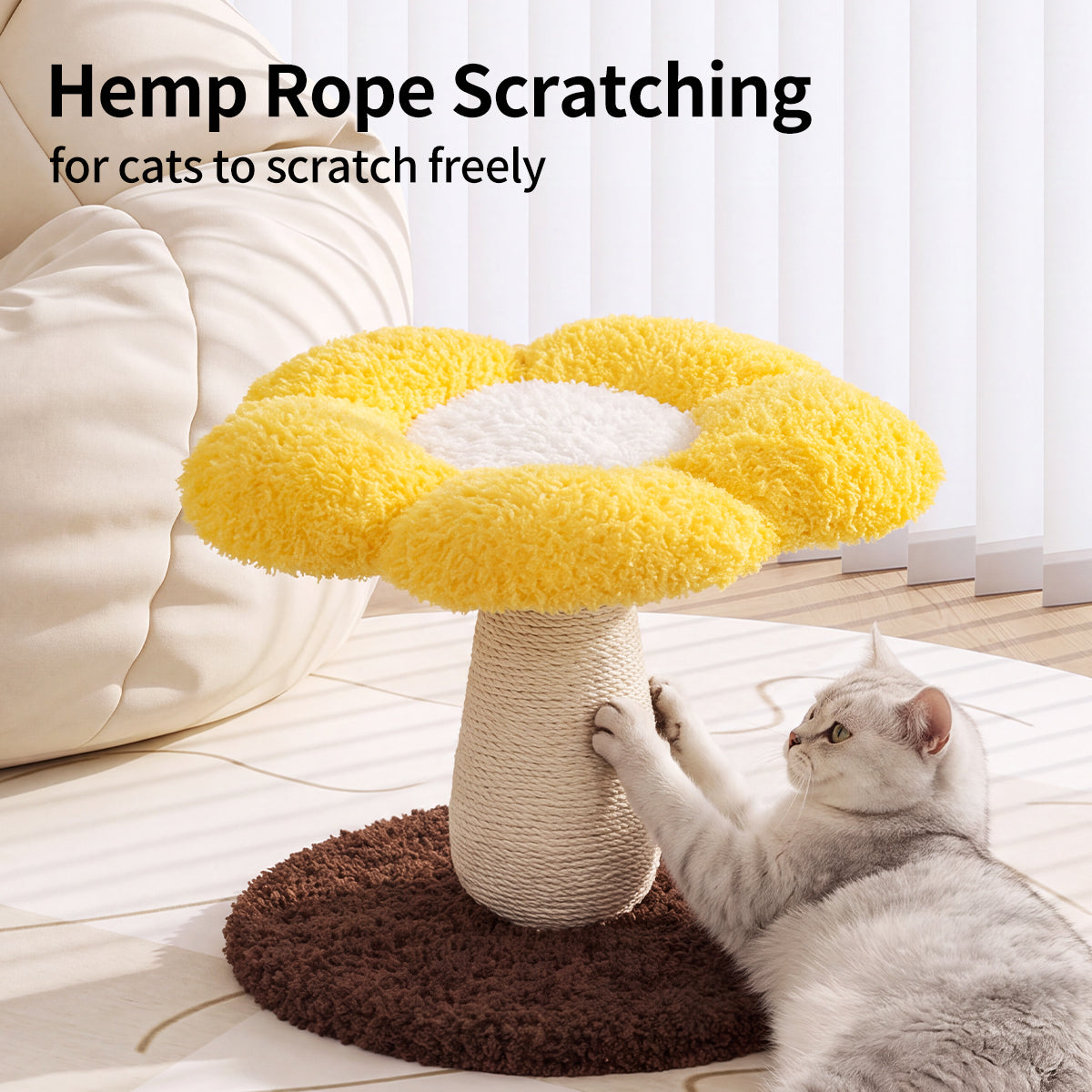 Flower-Shaped Sisal Cat Scratcher – Durable, Low-Shedding Cat Scratching Board with Cozy Plush for Indoor Cats