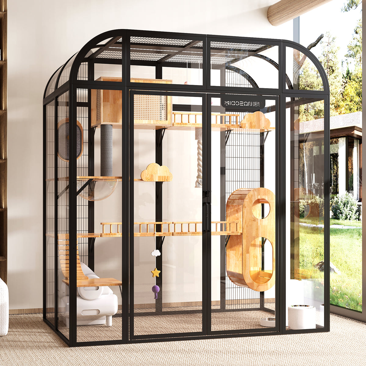 Custom Extra Large Glass Cat Villa – Luxury Indoor Cat House with Panoramic View