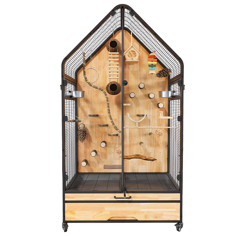 Large Luxury Bird Cage for Parrots – Spacious Metal Aviary with Panoramic View for Cockatiels, Quaker Parrots & African Greys