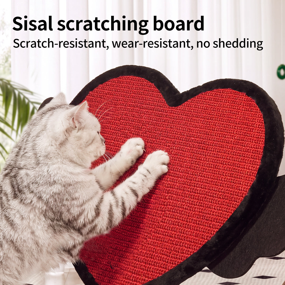 Heart-Shaped Sisal Cat Scratcher – Durable, Low-Shedding Cat Scratching Board with Cozy Plush for Indoor Cats