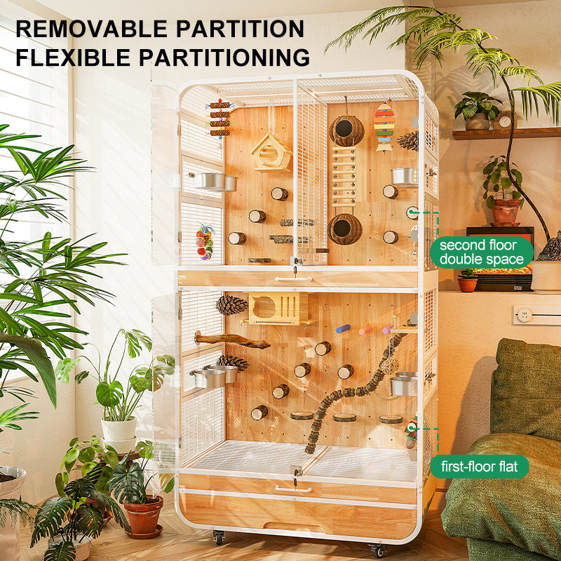 Free shipping | Large Parrot Cage Multi-Tier Breeding Aviary | Luxury Bird Villa for Cockatiel, Monk Parakeet, Sun Conure