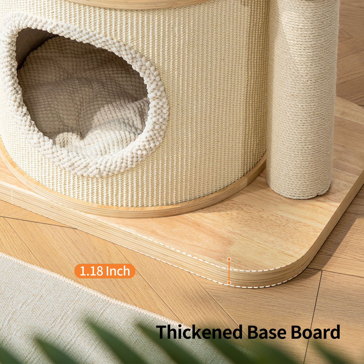 OFA01 Large Cat Tree for Indoor Cats, Multi-Level Wooden Cat Tower with Scratching Posts, Cat Condo & Cozy Cat House for Multiple Cats