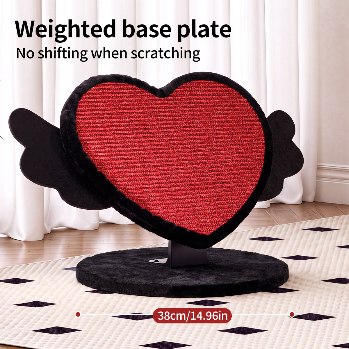Heart-Shaped Sisal Cat Scratcher – Durable, Low-Shedding Cat Scratching Board with Cozy Plush for Indoor Cats