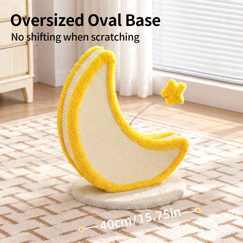 Moon-Shaped Sisal Cat Scratcher – Durable, Low-Shedding Cat Scratching Board with Cozy Plush for Indoor Cats