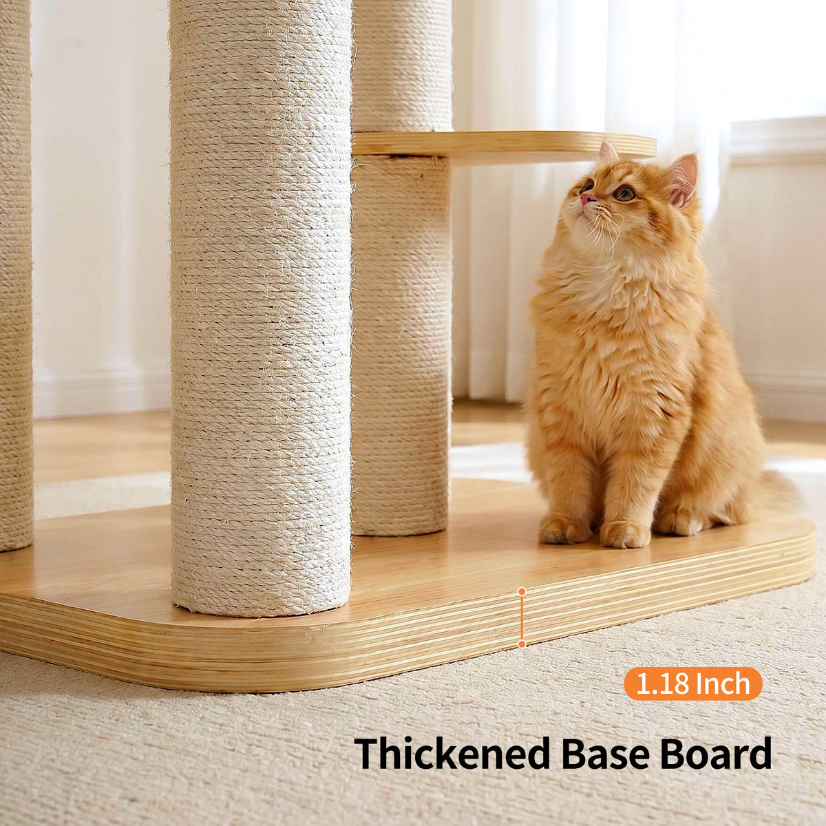 OFA07 Large Cat Tree for Indoor Cats, Multi-Level Wooden Cat Tower with Scratching Posts, Cat Condo & Cozy Cat House for Multiple Cats