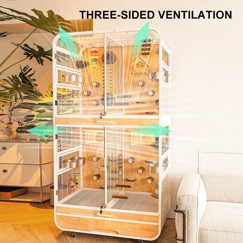 Free shipping | Large Parrot Cage Multi-Tier Breeding Aviary | Luxury Bird Villa for Cockatiel, Monk Parakeet, Sun Conure