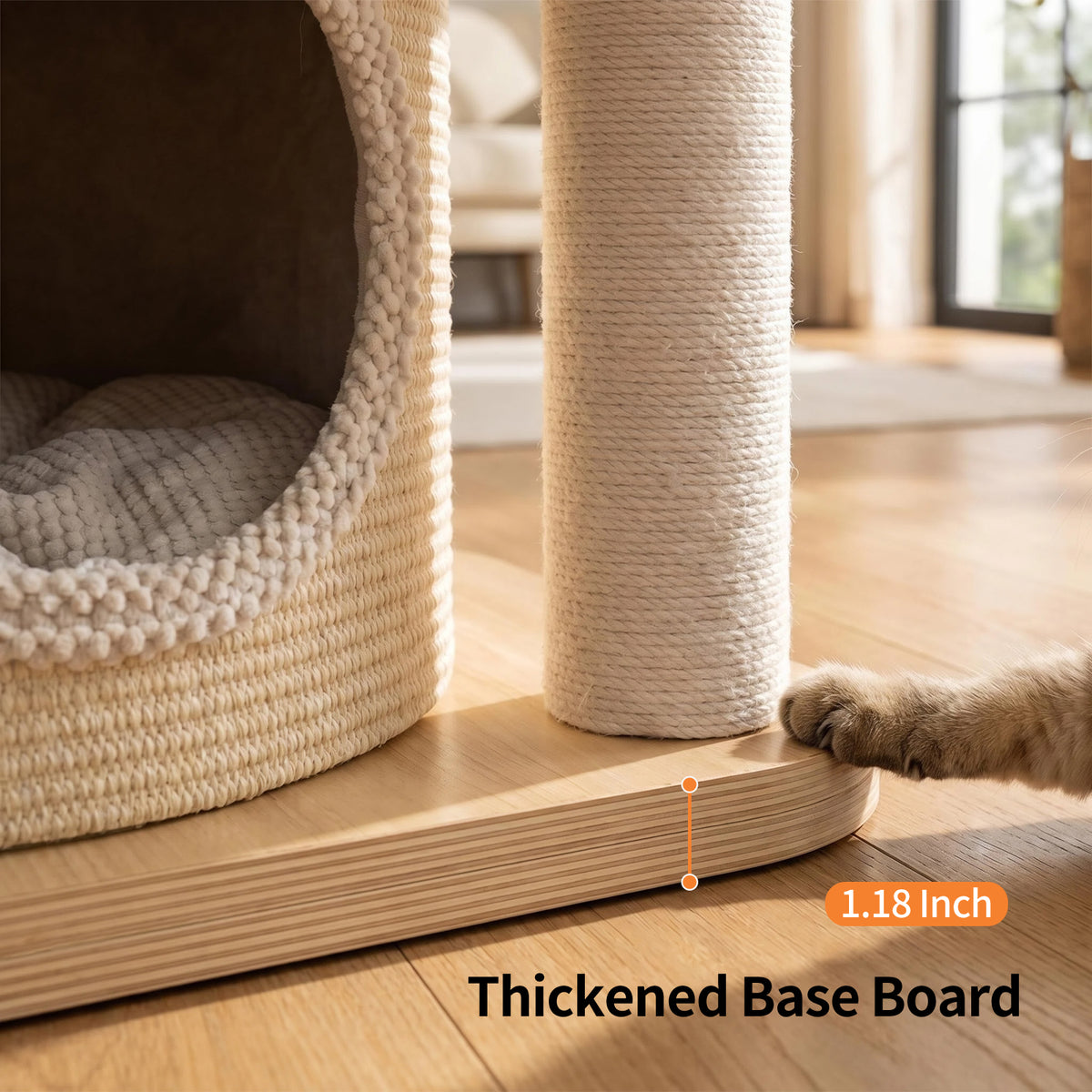 OFA04 Large Cat Tree for Indoor Cats, Multi-Level Wooden Cat Tower with Scratching Posts, Cat Condo & Cozy Cat House for Multiple Cats