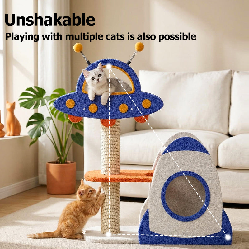 【Hot】Solid Wood Cat Tree with Cozy Perch & Sisal Posts,Multi-Level Climbing Stand for Indoor Cats