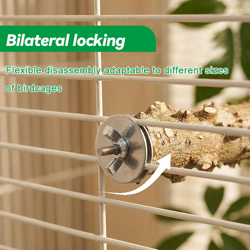 Natural Pepper Wood Bird Perch, Natural Wooden Parrot Perch with Double-Sided Locking Bolts, Bird Cage Stand for Budgies, Cockatiels, Conures & Parrots