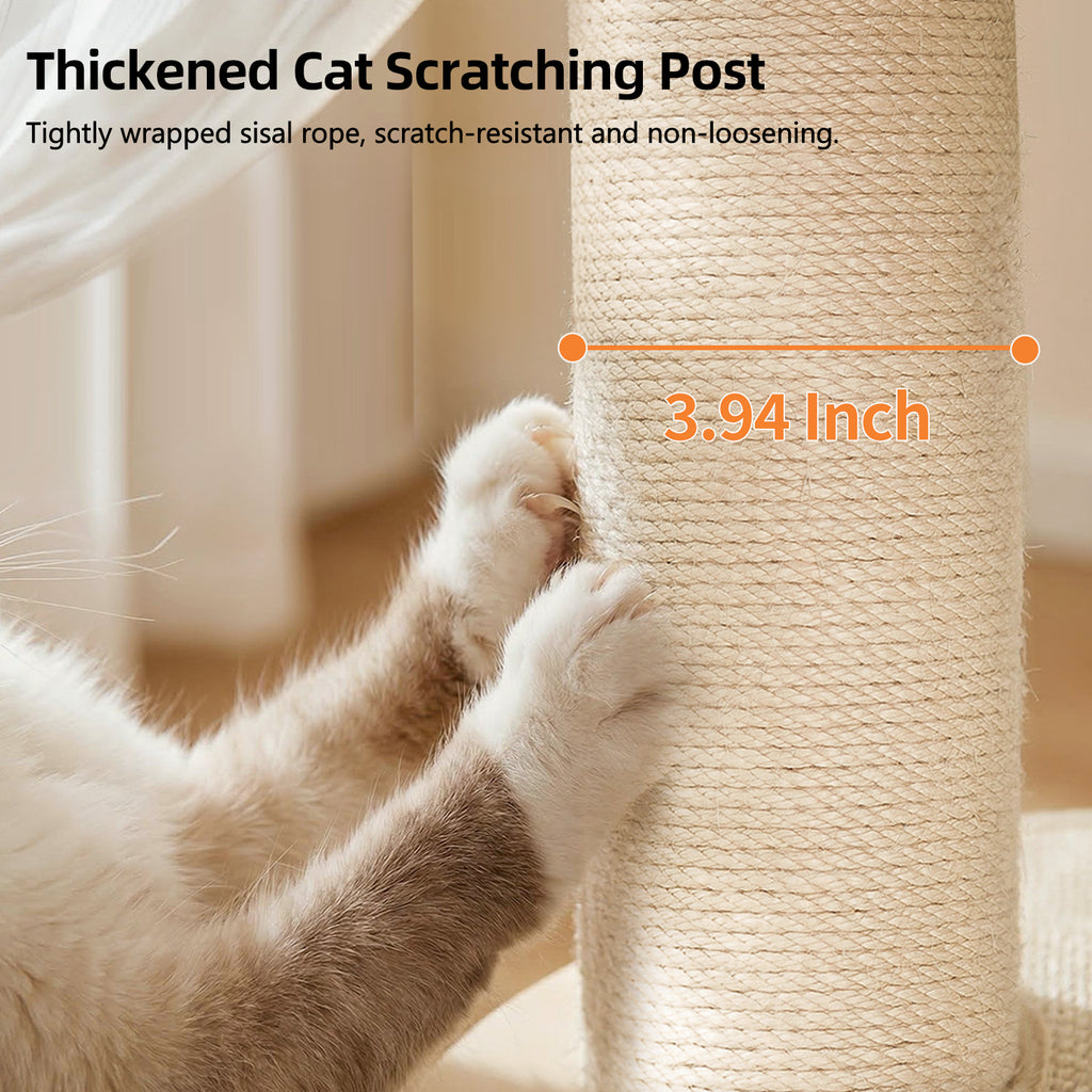 OFW03 Modern Multi-Level Cat Tree with Cozy Cat House, Hammock & Scratching Posts