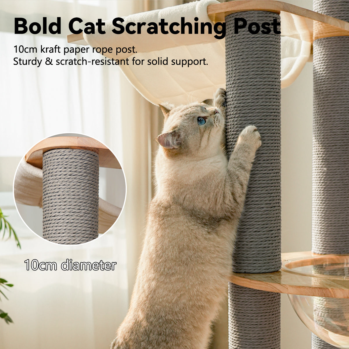 Treadmill Large Cat Tree for Indoor Cats, Multi-Level Wooden Cat Tower with Scratching Posts, Cat Condo & Cozy Cat House for Multiple Cats