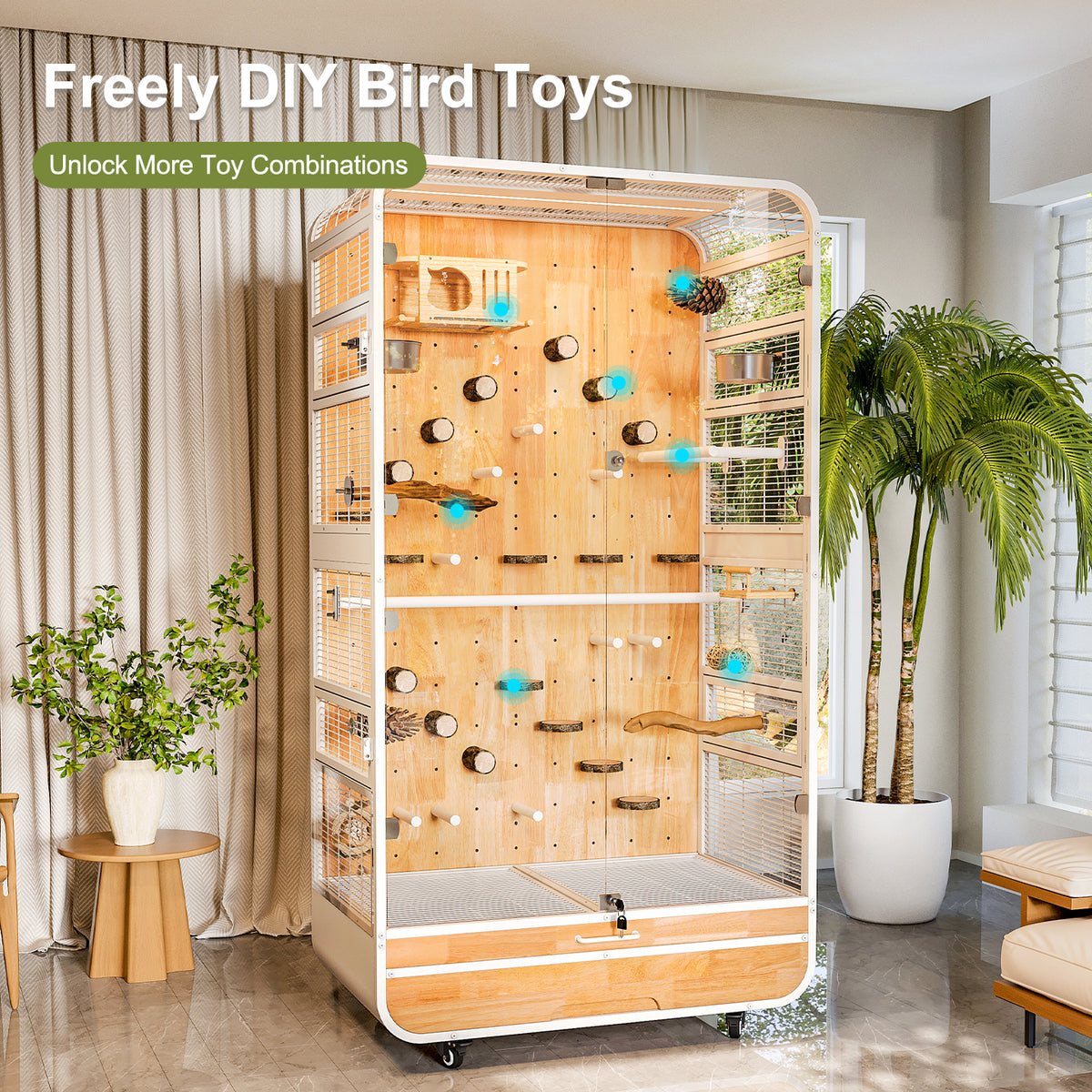Premium Parrot Cage – Easy-Clean Bird Aviary with Anti-Splash Design for Sun Conures, African Greys & Quaker Parrots