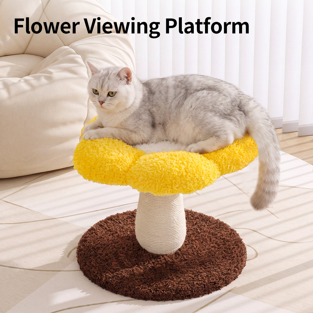 Flower-Shaped Sisal Cat Scratcher – Durable, Low-Shedding Cat Scratching Board with Cozy Plush for Indoor Cats