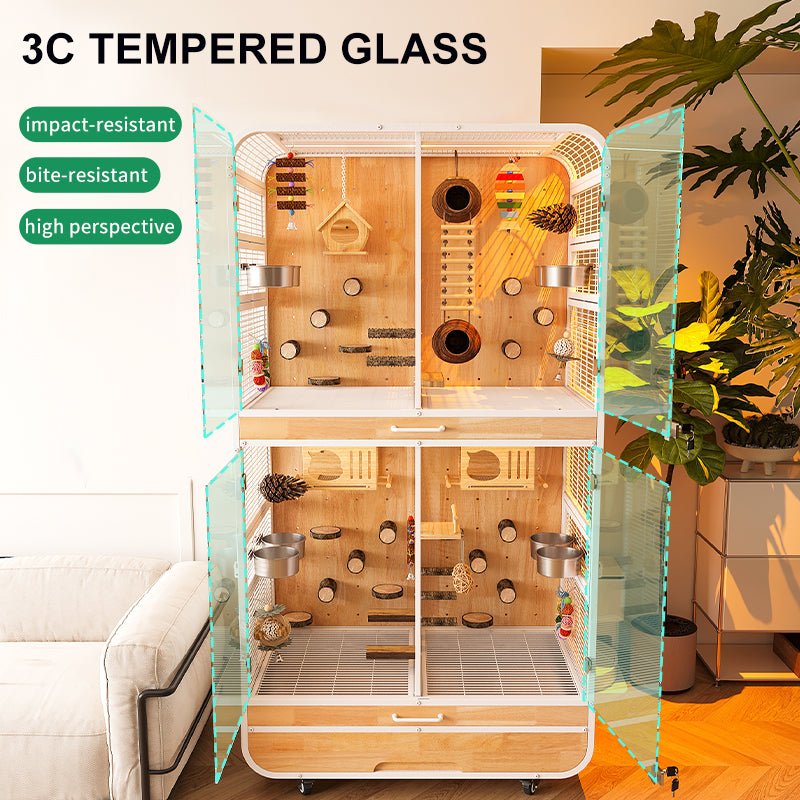 Free shipping | Large Parrot Cage Multi-Tier Breeding Aviary | Luxury Bird Villa for Cockatiel, Monk Parakeet, Sun Conure