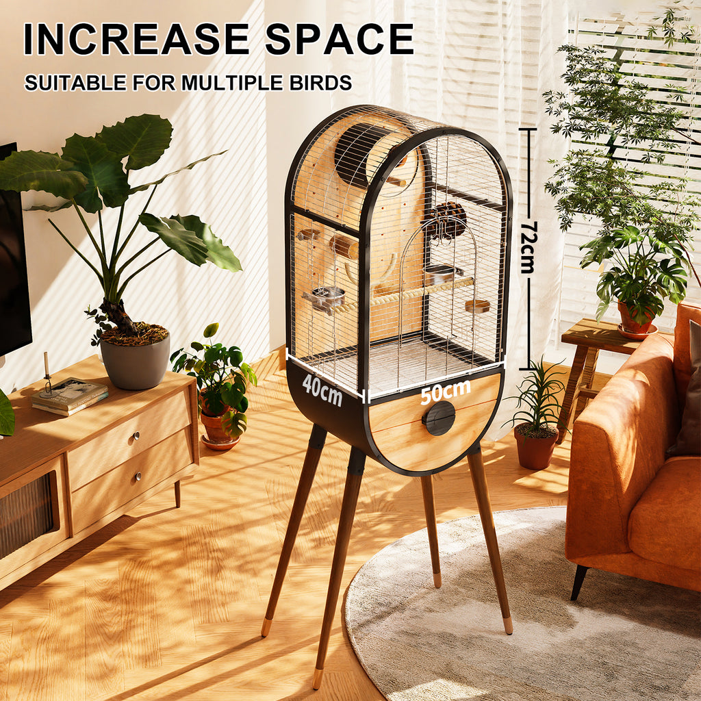 Free shipping | Luxury Parrot Cage Villa, Stainless Steel & Solid Wood Time Capsule House for Cockatiel-Free Shipping