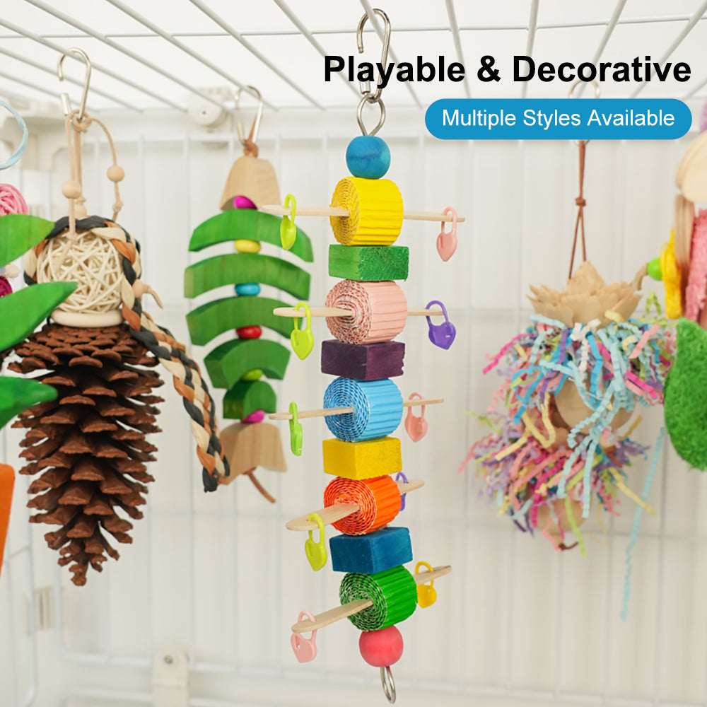 Parrot Chew Toy / Bird Toy / Hanging Bird Toy / Natural Wood / Beak Grinding / Small Parrots