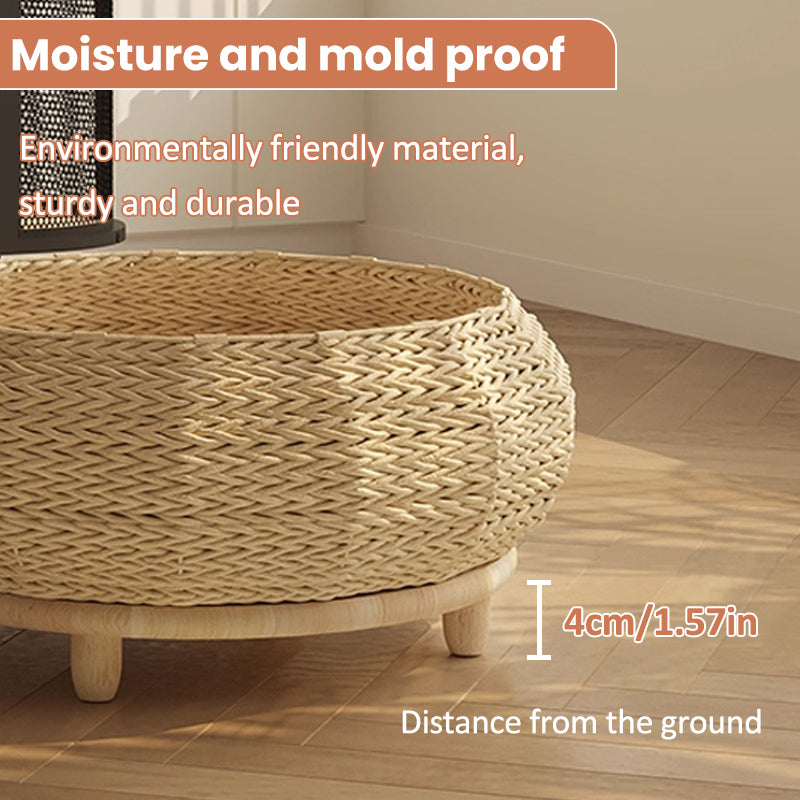 MiaoZan Woven Solid Wood Pet Bed, Semi-Enclosed Cat Dog Bed, All Seasons Universal,Cat Bed