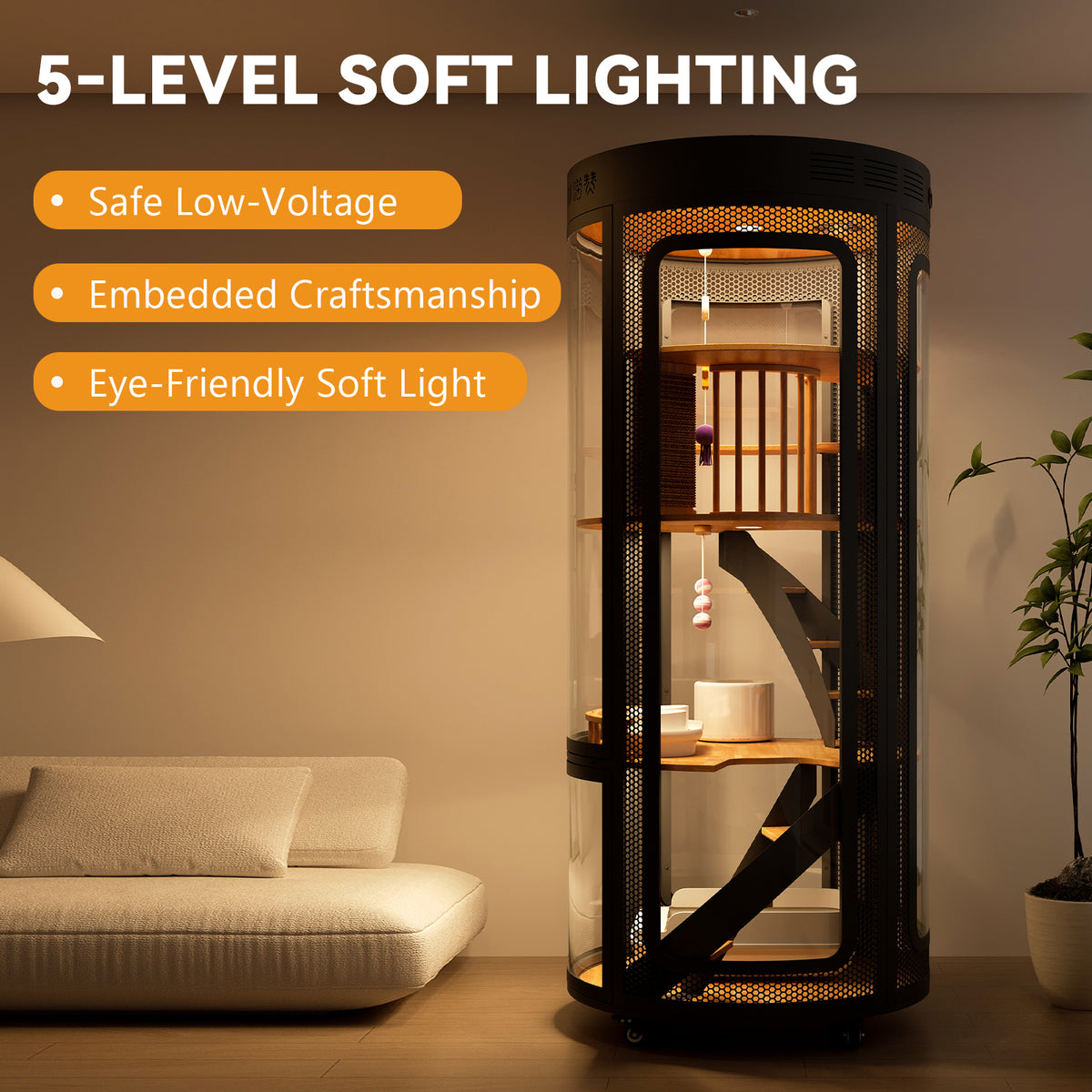 Extra Large Cat Cage Indoor, Cat Enclosure with Smart Air System, Panoramic Cat Villa, Large Cat House