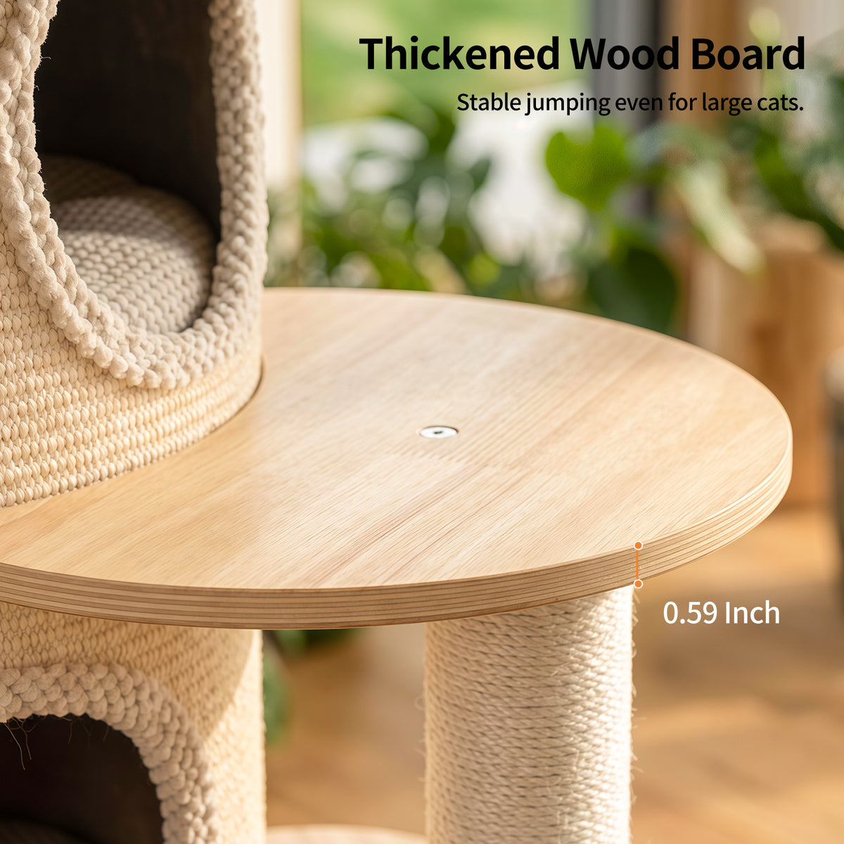 OFA03 Large Cat Tree for Indoor Cats, Multi-Level Wooden Cat Tower with Scratching Posts, Cat Condo & Cozy Cat House for Multiple Cats
