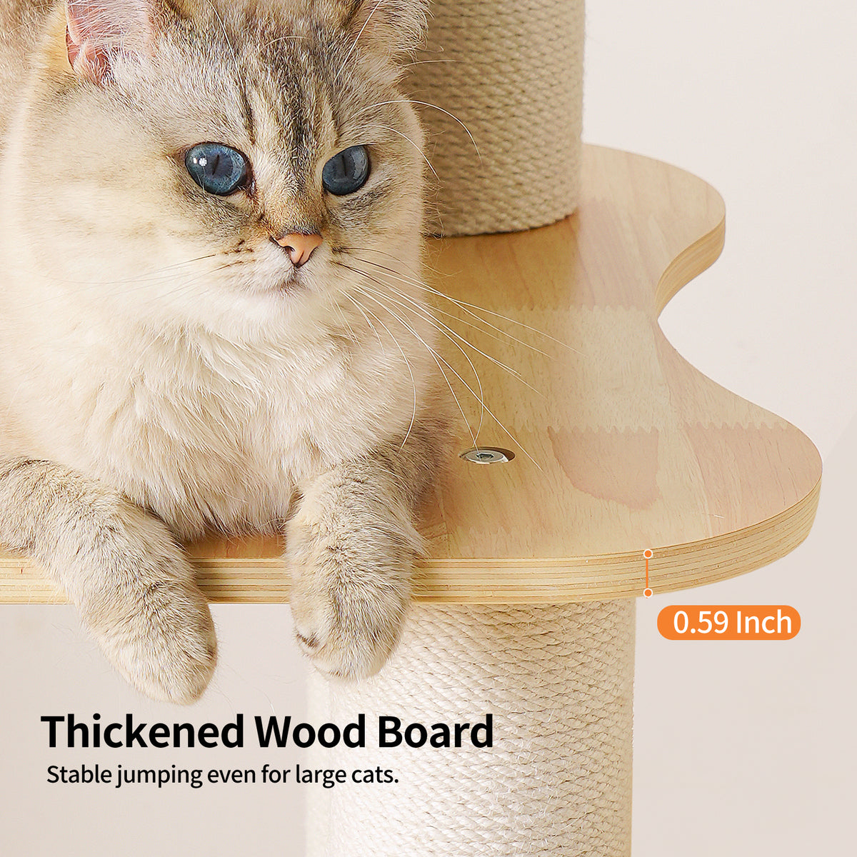 OFA04 Large Cat Tree for Indoor Cats, Multi-Level Wooden Cat Tower with Scratching Posts, Cat Condo & Cozy Cat House for Multiple Cats