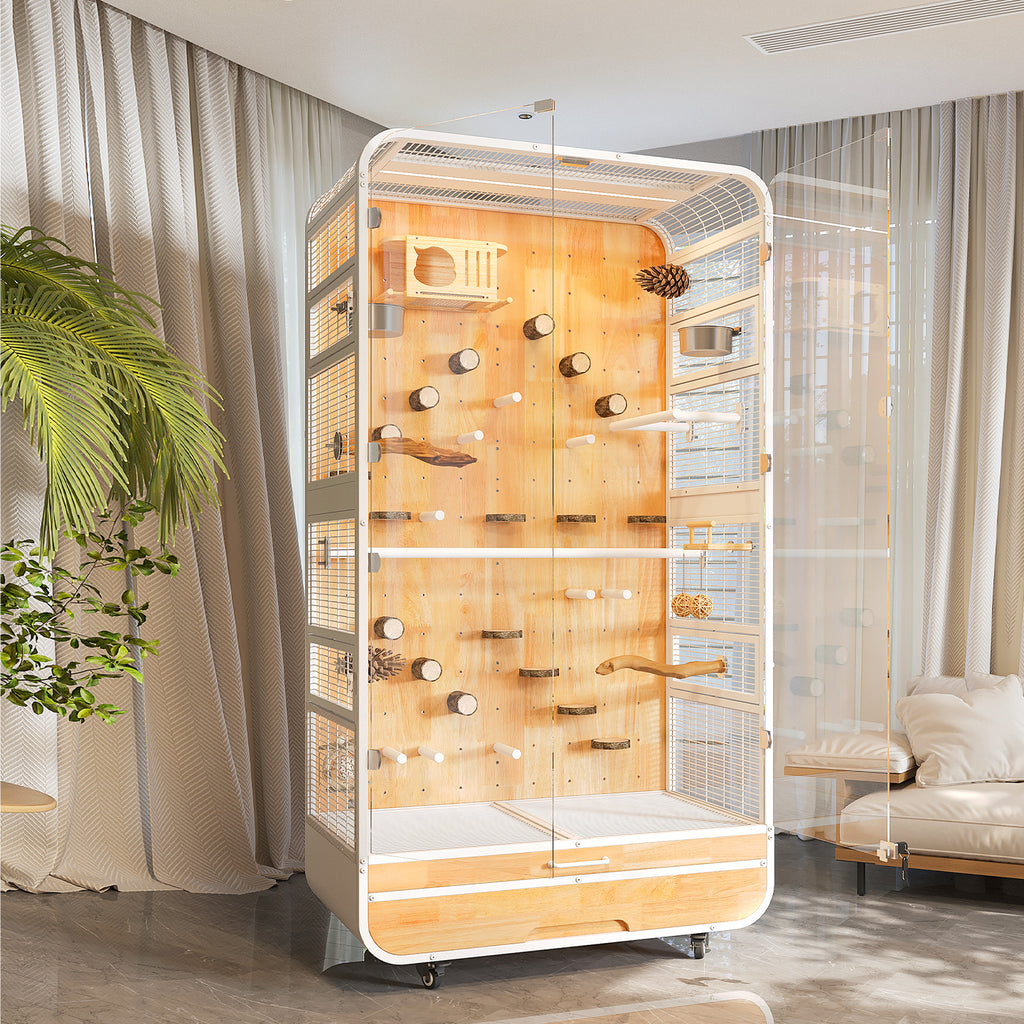 Premium Parrot Cage – Easy-Clean Bird Aviary with Anti-Splash Design for Sun Conures, African Greys & Quaker Parrots