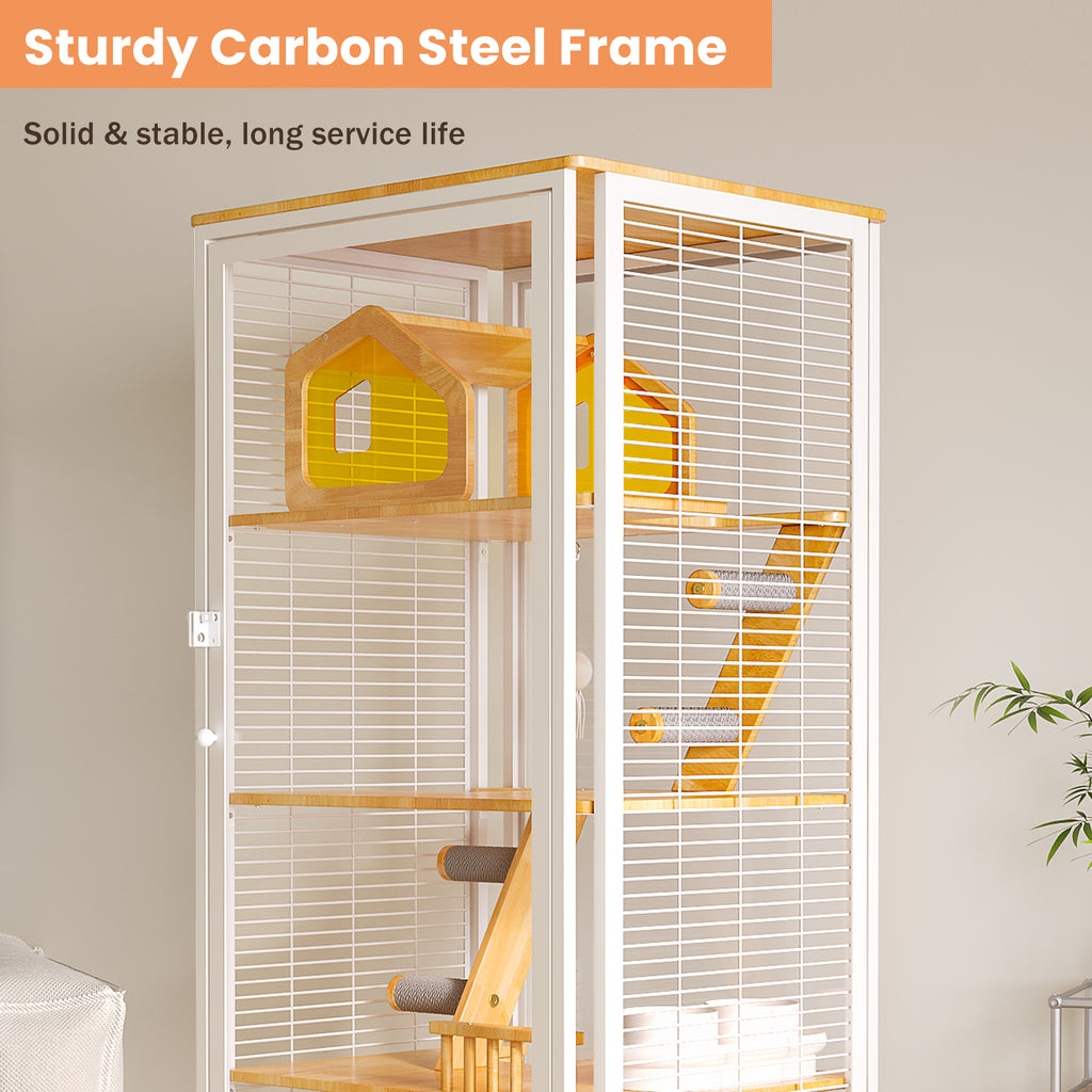 Extra Large Cat Villa, Luxury Indoor Cat Cage with Panoramic Glass Cat House