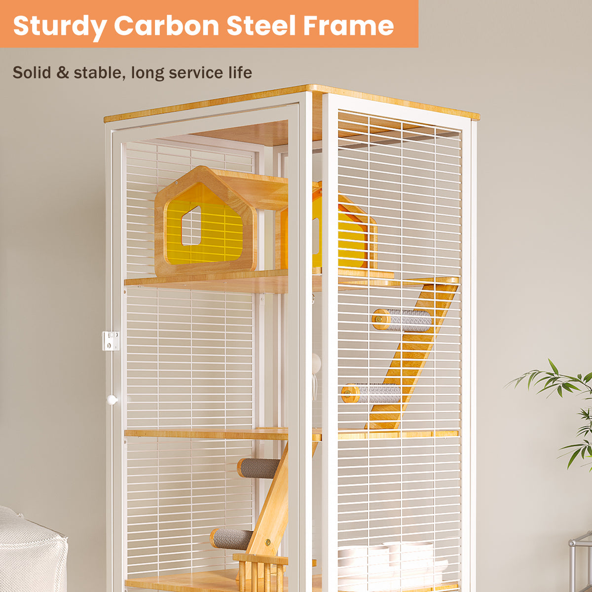 Extra Large Cat Villa, Luxury Indoor Cat Cage with Panoramic Glass Cat House