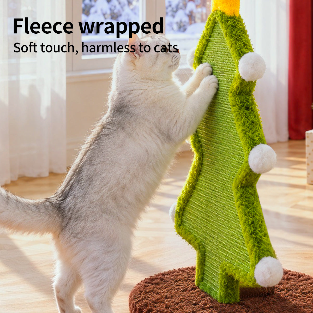 Christmas tree-Shaped Sisal Cat Scratcher – Durable, Low-Shedding Cat Scratching Board with Cozy Plush for Indoor Cats