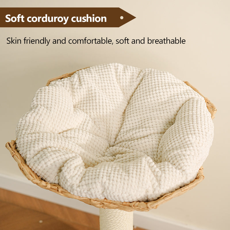 MiaoZan Wicker Cat Climbing Frame Multifunctional Cat Bed Scratching Post Toy Space-Saving