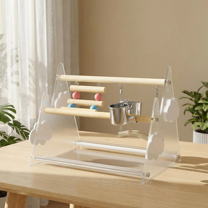 MiaoZan Dopamine Bird Standing Platform-Desktop Potty Training Perch with Acrylic Base for Small Birds