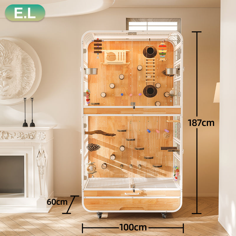 Premium Parrot Cage – Easy-Clean Bird Aviary with Anti-Splash Design for Sun Conures, African Greys & Quaker Parrots