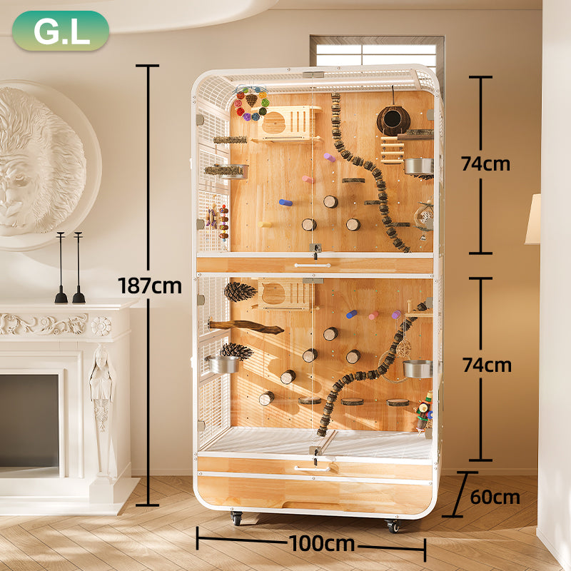 Premium Parrot Cage – Easy-Clean Bird Aviary with Anti-Splash Design for Sun Conures, African Greys & Quaker Parrots