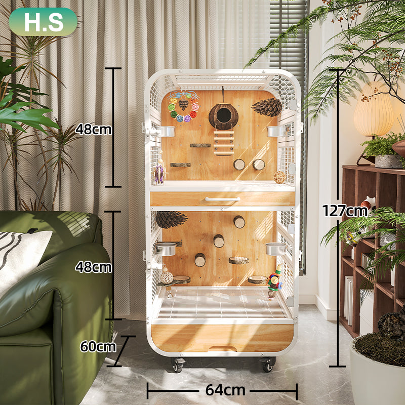 Premium Parrot Cage – Easy-Clean Bird Aviary with Anti-Splash Design for Sun Conures, African Greys & Quaker Parrots